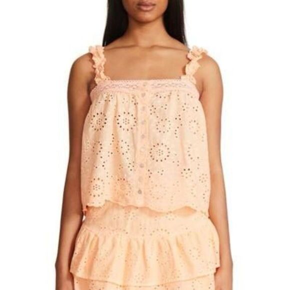 Bb Dakota by Steve Madden Women's Summer Sunrise Eyelet Top - Mock Orange - Picture 1 of 3